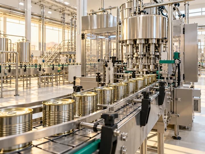 Conceptual hygienic stainless-steel food canning and inspection line