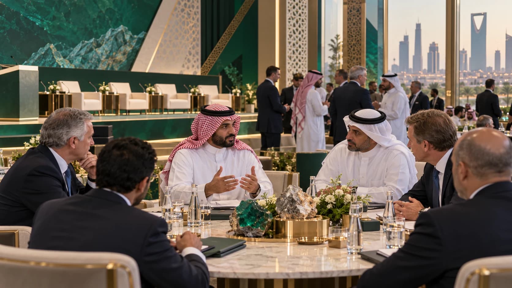 Illustrative image: Saudi and international delegates meet at a mining forum table