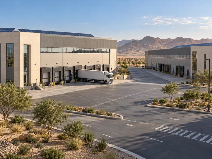 AI illustration of a modern Saudi logistics real estate park