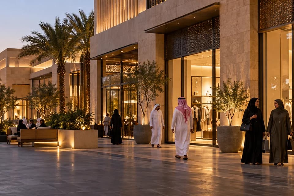 AI concept of a premium Saudi shopping promenade