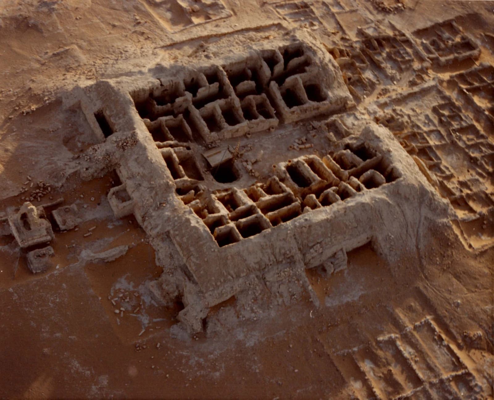 Aerial photograph of archaeological remains at Al-Faw